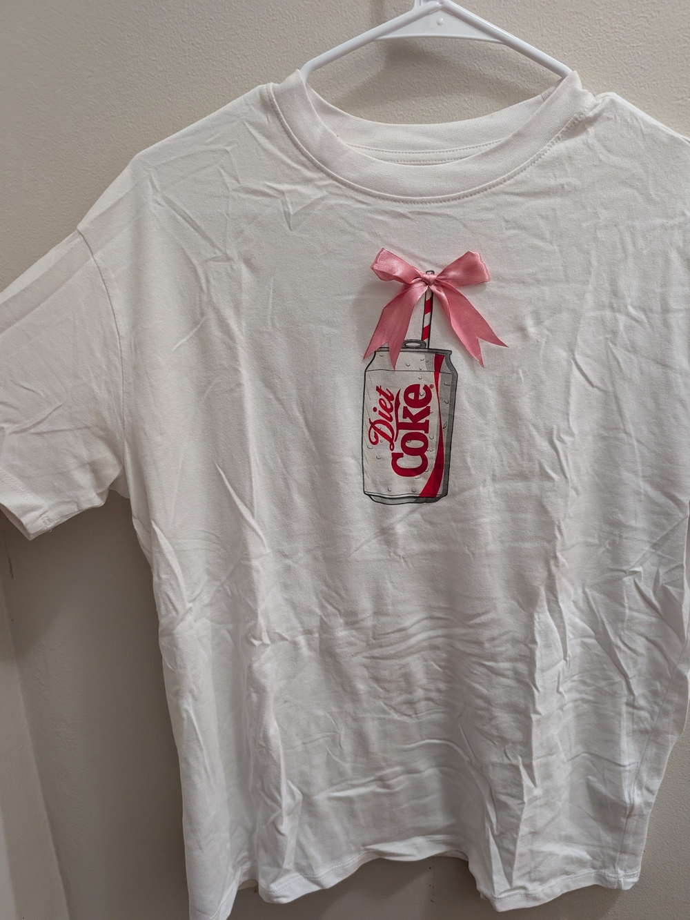 Coca-Cola Diet Coke Coquette Pink Bow Graphic Tee White XS